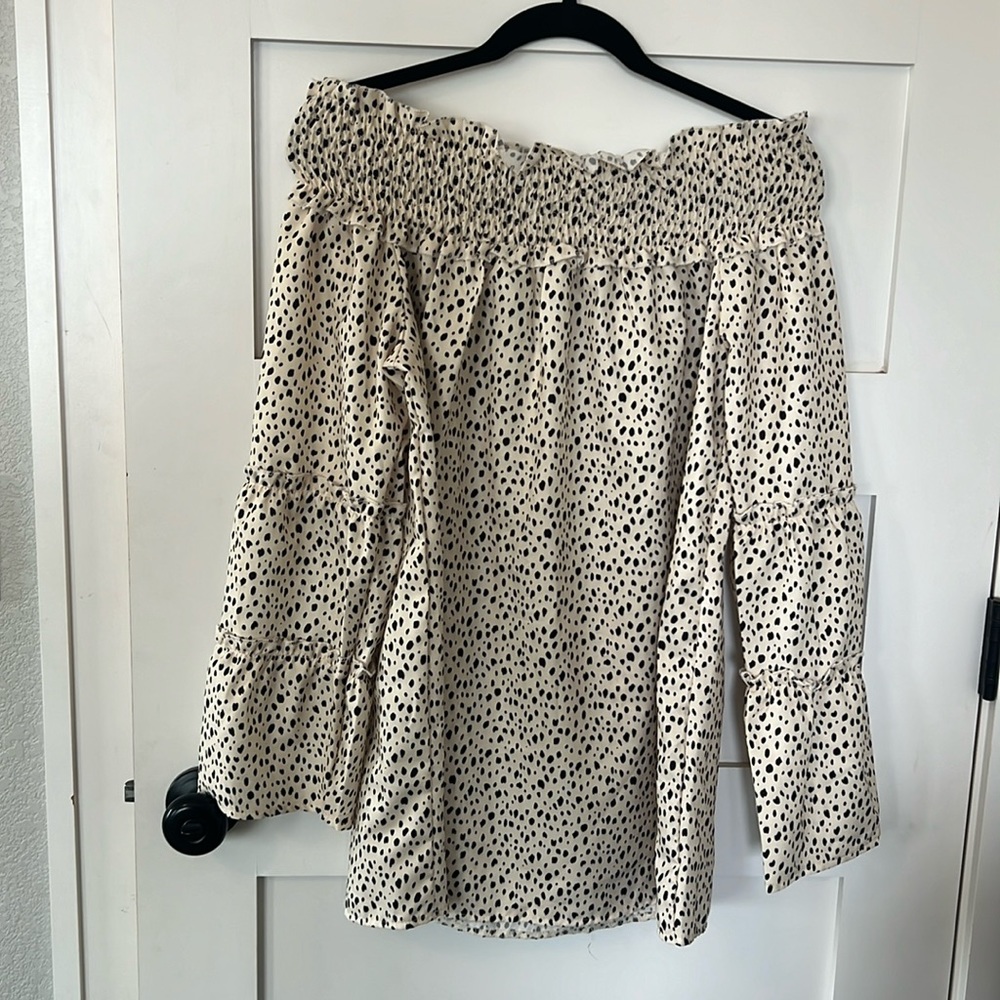 Animal print off shoulder blouse